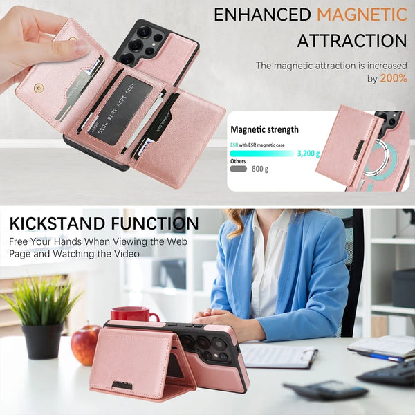 2 in 1 Magnetic Leather Case for Samsung Galaxy S25 Ultra S24 Plus S23 + S25U Wireless Charging 7 Card Slots Holder Phone Cover
