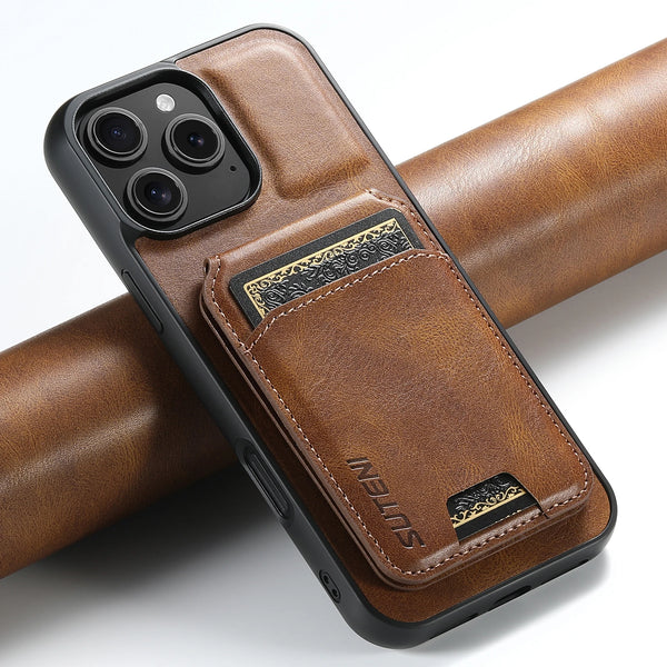 Wallet Kickstand SUTENI Luxury Leather Card Holder Cover For iPhone 17 16 15 14 13 12 11 Pro Plus X Xs XR Max Protective  Case
