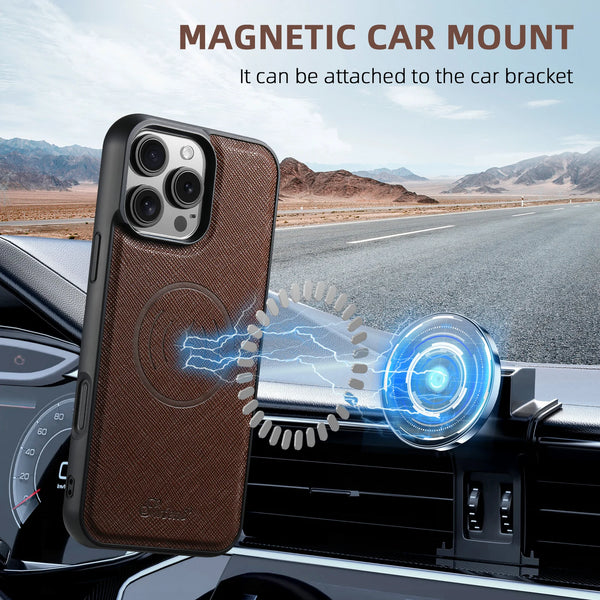 SUTENI Wireless Charging Phone Case Luxury PU Leather Magnet For iPhone 17 Pro Max 16 Plus 15 14 13 12