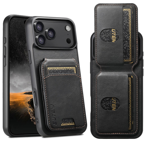Wallet Kickstand SUTENI Luxury Leather Card Holder Cover For iPhone 17 16 15 14 13 12 11 Pro Plus X Xs XR Max Protective  Case
