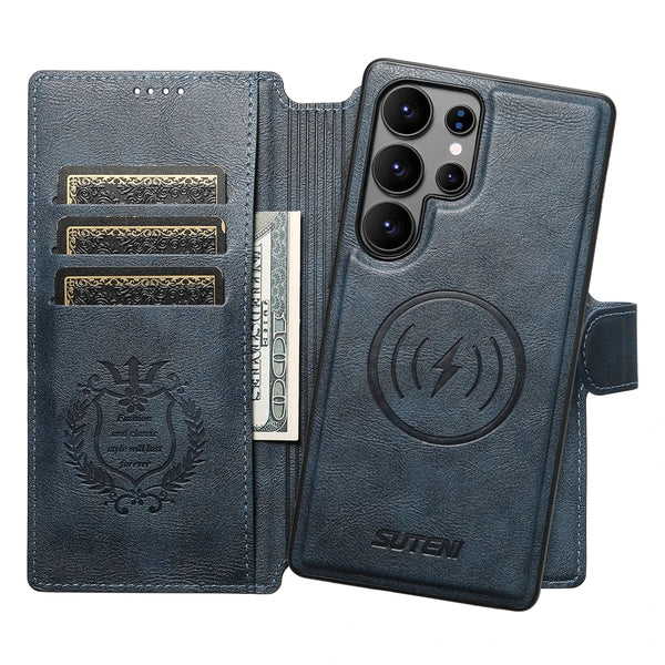 2 IN 1 Flip Wallet Case For Samsung Galaxy S25 S24 S23 S22 Ultra S25U S24U Magnetic Card Slots Wrieless Charging Phone Cover
