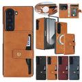 2 in 1 Wallet Case for Samsung Galaxy Z Fold 7 6 5 4 3 Fold7 Fold6 Fold5 Fold4 Wireless Charger Leather Cards Slots Phone Cover