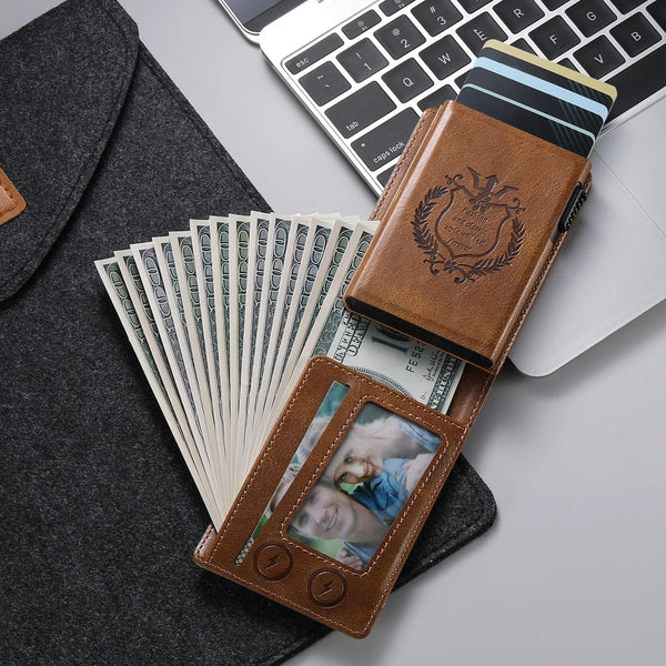 SUTENI Card Slot Wallet Flip Cover Faux Leather Card Box Pressing The Button Automatically Ejects The Card