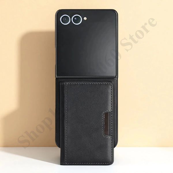 2 in 1 Leather Case For Samsung Galaxy Z Flip 7 6 5 4 3 Flip7 Fe Flip6 Flip5 Flip4 Flip3 Magnetic Wireless Charging Phone Cover
