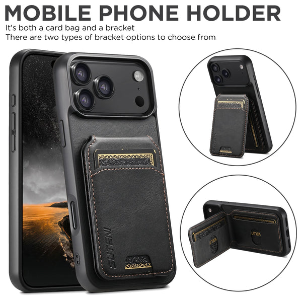 Wallet Kickstand SUTENI Luxury Leather Card Holder Cover For iPhone 17 16 15 14 13 12 11 Pro Plus X Xs XR Max Protective  Case