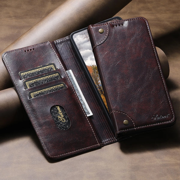 SUTENI Phone Case Faux Leather Card Holder Stand Wallet Magnet Flip Cover For Galaxy S26 Ultra S25 Plus S24 S23+