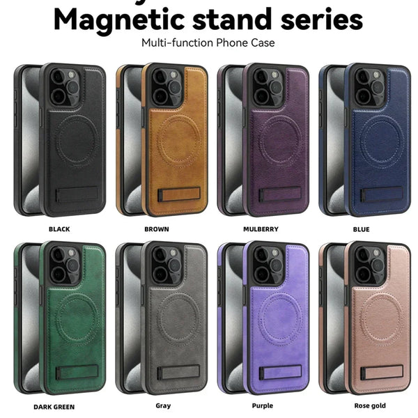 Leather Case for IPhone 16 Promax 15 Pro Max 14 Plus 13 12 iphone16 Magnetic Magsafe Wireless Charging Shockproof phone Cover