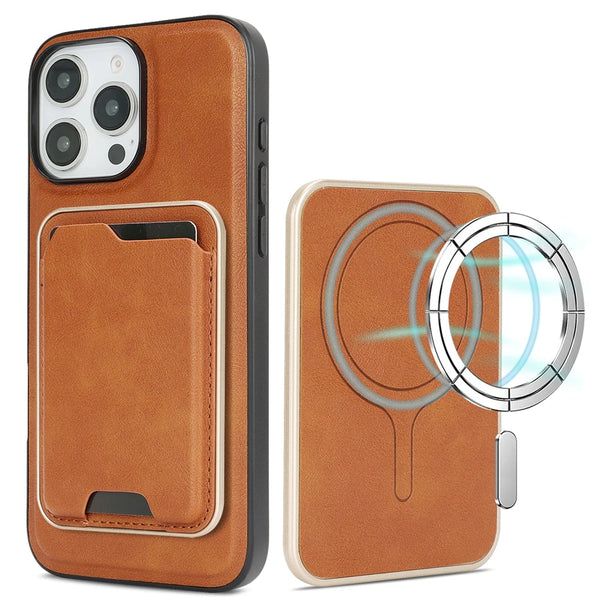 2 in 1 Leather Case For Iphone 17 16 ProMax 15 Plus 14 Pro Max 13 12 16e Magsafe Ultra Thin Magnetic Card Slot Bag Phone Cover