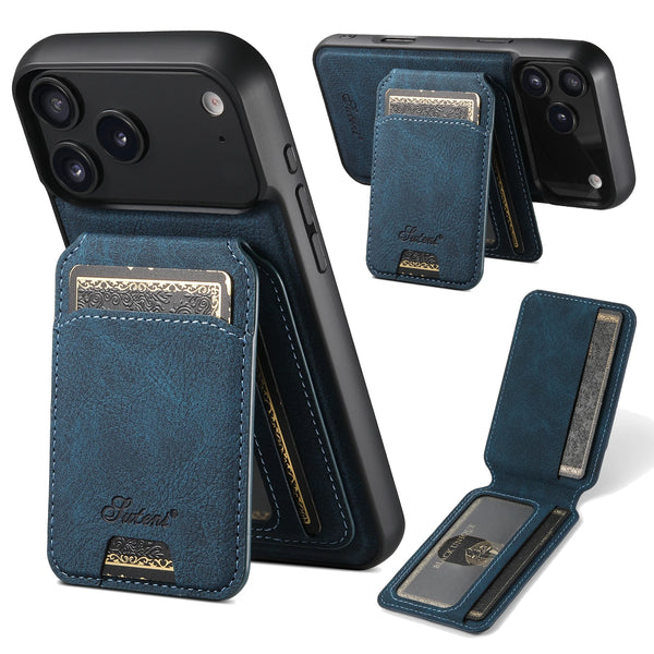 SUTENI Wireless Charging Phone Case Magnet Card Holder Stand Faux Leather For iPhone 17 Pro Max 16 Plus 15 14 13 12