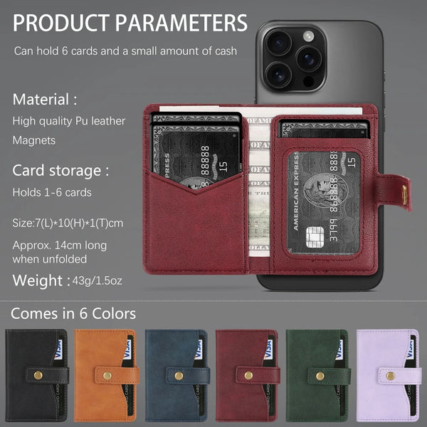 Cards Holder For iphone 16 15 14 13 12 11 Samsung Oppo Xiaomi Google Phone Strong Magnetic Wallet Card Slots for All Smartphones