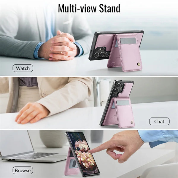 Magnetic Flip Leather Phone Case for Samsung Galaxy S26 Ultra S25 FE S24 Plus S23 S22 S21 Note 20 10 Magsafe Wallet Cards Cover