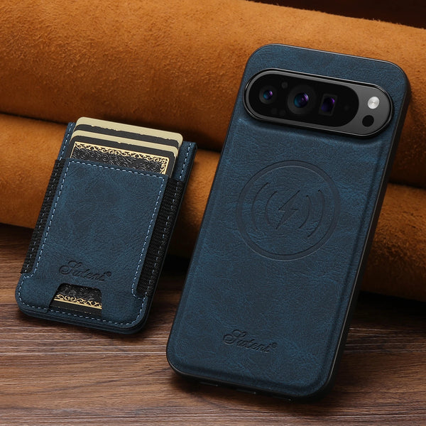 SUTENI Magnet Wireless Charging Card Holder Stand Luxury Faux Leather Phone Case For Google Pixel 10 Pro XL 9 8A 7 6