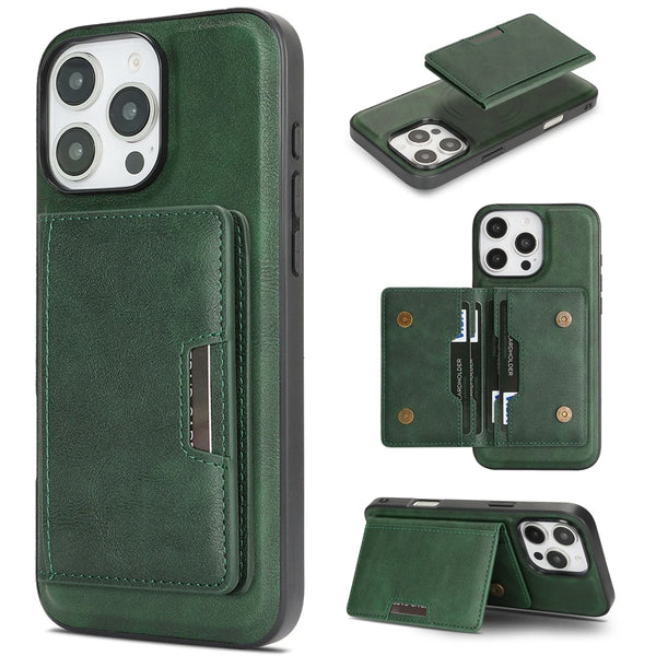 2 in 1 Magsafe Leather Case for Iphone 17 16 ProMax 15 Plus 14 Pro Max 13 12 16e iphone17 Air Kickstand Magnetic  Phone Cover