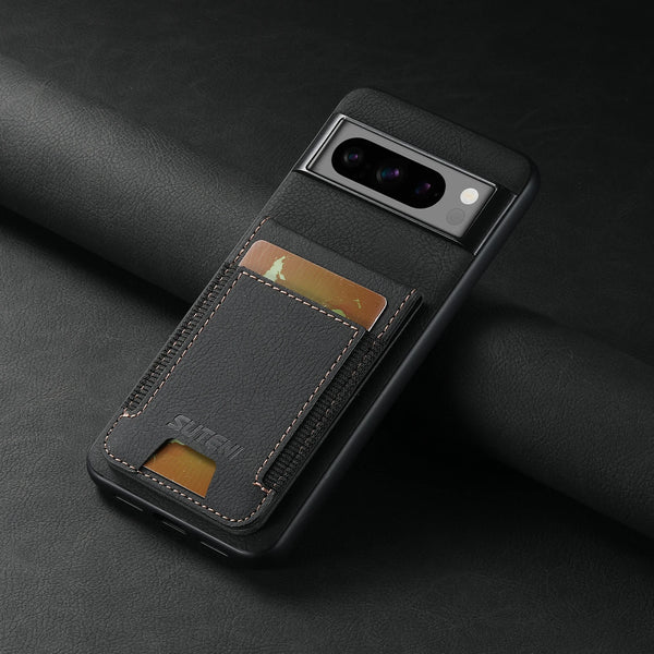 SUTENI Luxury Faux Leather Card Holder Stand Phone Case Frosted Feel For Google Pixel 10 Pro XL 9 8A 7 6