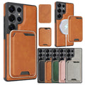 2 IN 1 Leather Phone Case for Samsung Galaxy S25 Ultra S24 Plus S23 + S25U Magnetic Ultra Thin Cards Holder Slots Phone Cover