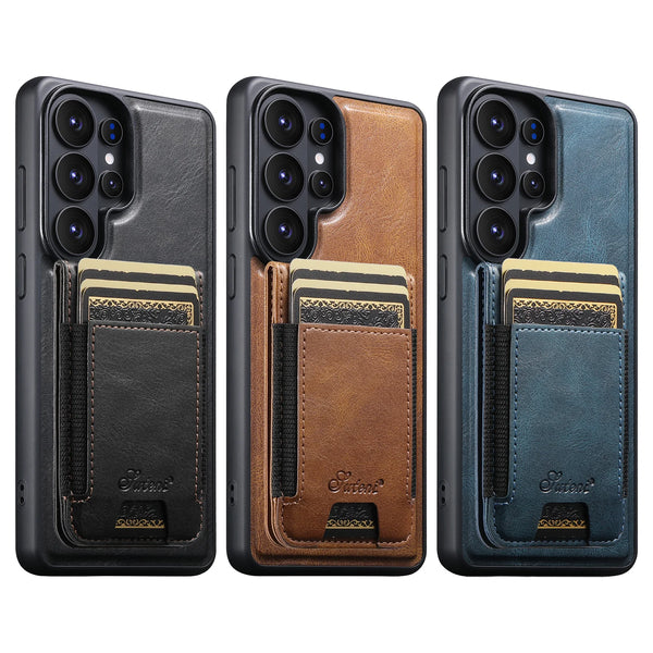 SUTENI Faux Leather Phone Case Wireless Charging Magnet Card Holder Stand For Samsung Galaxy S26 Ultra S25 Plus S24 S23+