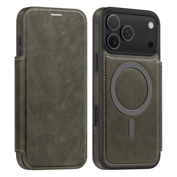 Leather Magsafe Flip Case for iPhone 17 Air 16 Promax 15 Plus 14 Pro max 13 PM 12 16e iphone16 Card Slots Magnetic Phone Cover