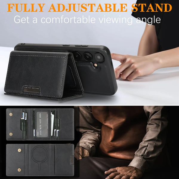 2 in 1 Magnetic Case For Samsung Galaxy A14 A15 A16 A34 A35 A36 A52 A53 A54 A55 A56 5G 4G 7 Card Slots Holder Phone Case