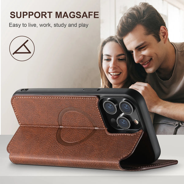 SUTENI Compatible Wireless Charging Leather Phone Case For iPhone 12 13 14 15 16 Plus 17 Pro Max Flip Cover Wallet Card Holder