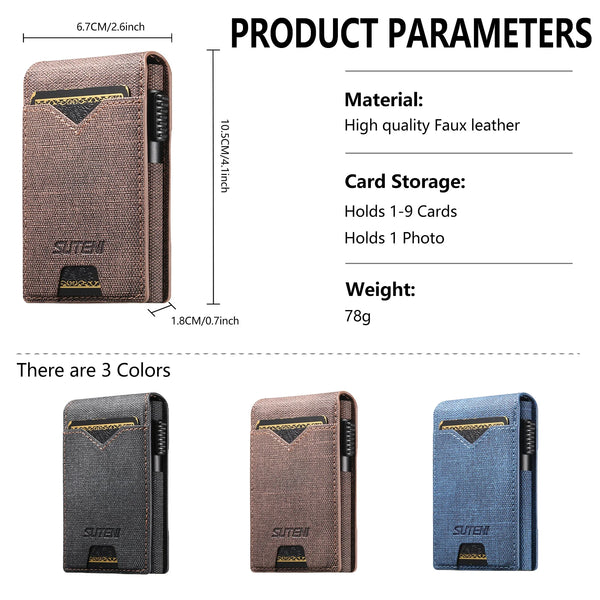 SUTENI Faux Leather For Men Wallet Card Slot Wallet Flip Cover Card Box Pressing The Button Automatically Ejects The Card