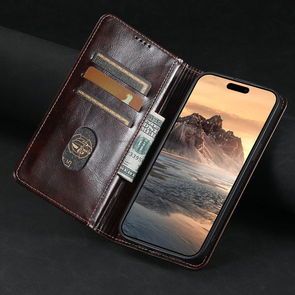 SUTENI Leather Wallet Magnetic Card Holder Flip Cover Phone Case For iPhone 16 Pro Max 15 Plus 14 13 12 11 XS XR X  8 7 Plus