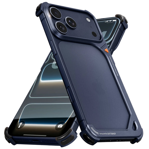 Oatsbasf Metal Frameless Phone Case for iPhone 17 Pro Max 9 Shape Phone Cover Slim Bumper Bare Phone Feel Shell for iPone 17 Pro
