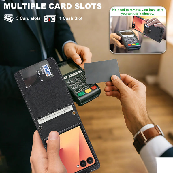 2 in 1 Crossbody Leather Wallet Case for Samsung Galaxy Z Flip 7 Fe 6 5 4 3 Fe Flip7 Flip6 Flip5 Flip4 Card Slots Phone Cover