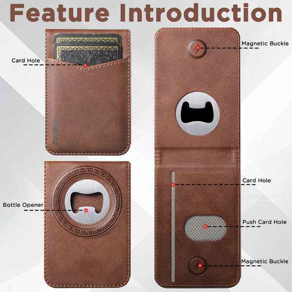 SUTENI Mobile Phone Wallet Stand Magnet Flip Pocket Card Storage Luxury Faux Leather Bottle Opener Bag Wallet Card Holder