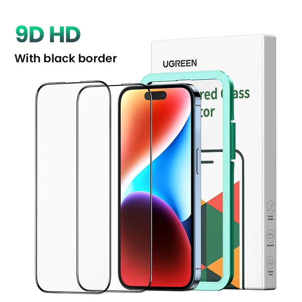 UGREEN for iPhone 16 15 14 13 12 Pro Max Screen Protector for iPhone 16 Plus Tempered Glass for iPhone 15 XR Glass 9D Films
