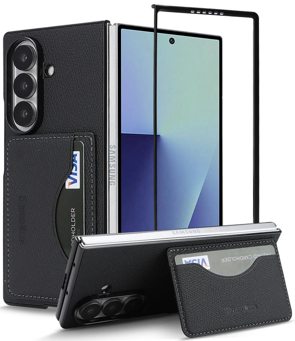 Leather Wallet Case for Samsung Galaxy Z Fold 7 6 5 4 3 Fold7 Fold6 Fold5 Fold4 Fold3 Card Slots Holder Kickstand Phone Cover