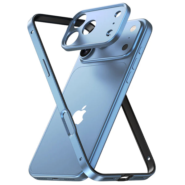 Aluminum Alloy Phone Frame Case For iPhone 17 Air 16 15 14 13 Pro Max Plus Metal Camera Lens Protect Silicone Shockproof Bumper