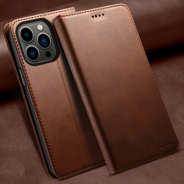 SUTENI Leather Wallet Phone Case Flip Cover Card Holder Bracket For iPhone 16 15 14 13 12 11 XR XS Pro Max Plus 7 8