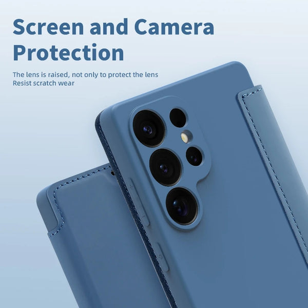 Soft Silicone Flip Case for Samsung Galaxy S25 Ultra S24 Plus S23 S22 S25U S24U S23U Cards Holder Card Slots Phone Case