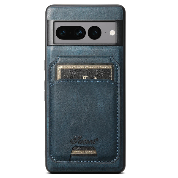 SUTENI Wireless Charging Faux Leather Magnet Card Holder Stand Picture frame Phone Case For Google Pixel 9 XL 8 Pro 7A 6