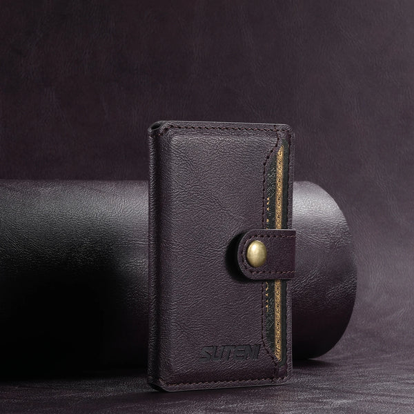 SUTENI Magnetic phone case Card holder Wallet Luxury PU leather black/brown/blue/purple