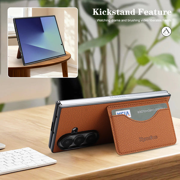 Leather Wallet Case for Samsung Galaxy Z Fold 7 6 5 4 3 Fold7 Fold6 Fold5 Fold4 Fold3 Card Slots Holder Kickstand Phone Cover