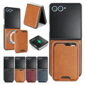 2 in 1 Magnetic Leather Case for Samsung Galaxy Z Flip 7 6 5 4 3 Flip7 Flip6 Wireless Charging Cards Holder Slots Phone Cover