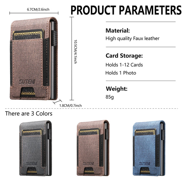 SUTENI Faux Leather For Men Wallet Card Slot Wallet Flip Cover Card Box Pressing The Button Automatically Ejects The Card
