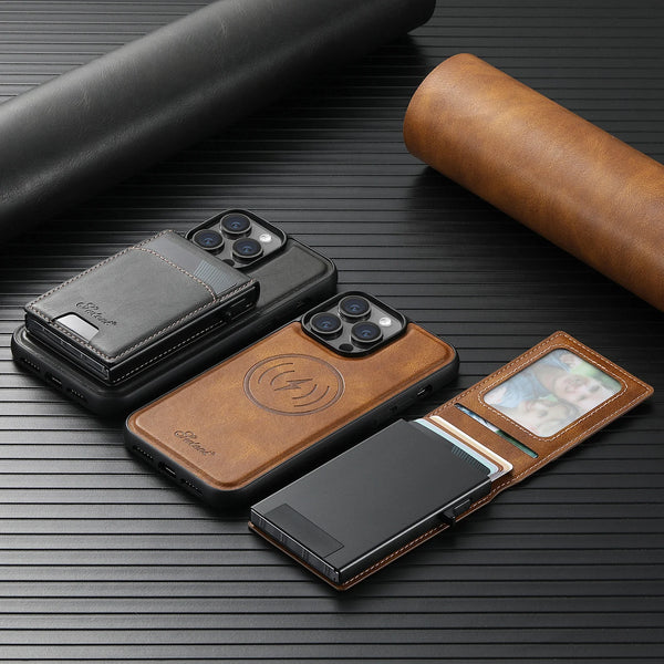 SUTENI Wallet For Men Phone Case Card Holder Leather Magnetic Pocket Cover Wireless Charging For iPhone 12 13 14 16ProMax 15Plus