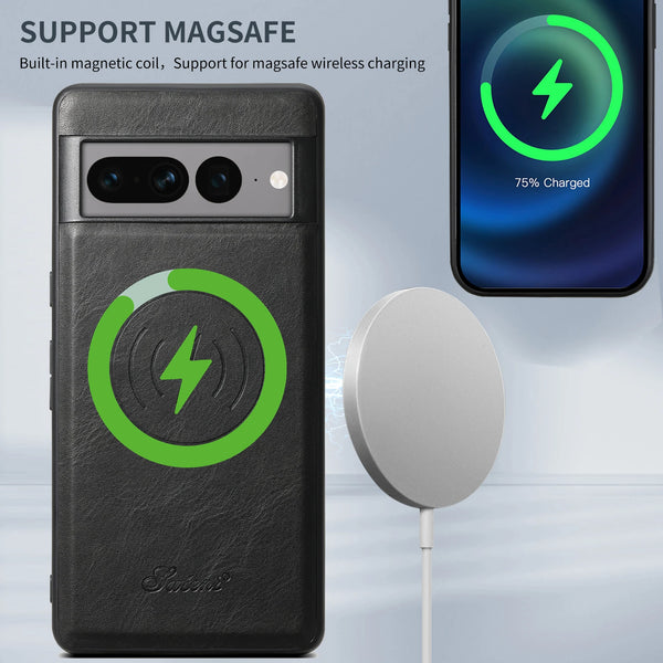 SUTENI Luxury Faux Leather Delicate Hand Feel Phone Case Magnet Wireless Charging For Google Pixel 9XL 8Pro 7A 6