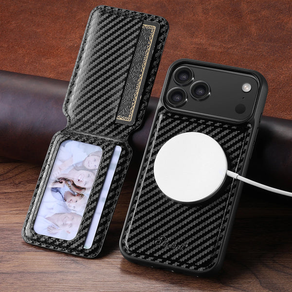 SUTENI Phone Case Magnet Wireless Charging Card Holder Stand Luxury Faux Leather For iPhone 17 Pro Max 16 Plus 15 14 13 12
