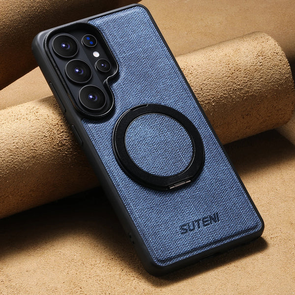 Magnet Wireless Charging Phone Case Faux Leather 360° Rotating Stand Ring Buckle Frosted Feel For Samsung Galaxy S26 Ultra S25