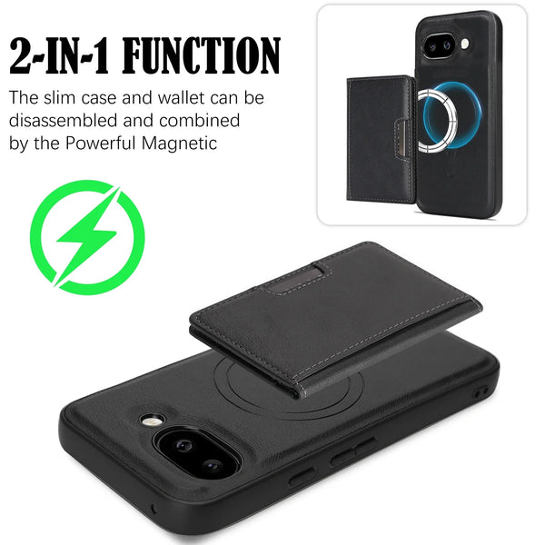 2 in 1 Magnetic Leather Case For Google Pixel 8 8A 8Pro 9 9Pro XL 10Pro 9A Pixel10 Wireless Charging Card Slots Phone Cover
