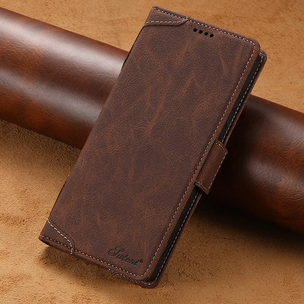 Suteni Brand Wireless Charging Faux Leather Card Holder Stand Wallet Magnetic Button Flip Cover Phone Case For Samsung Galaxy S26Ultra S25
