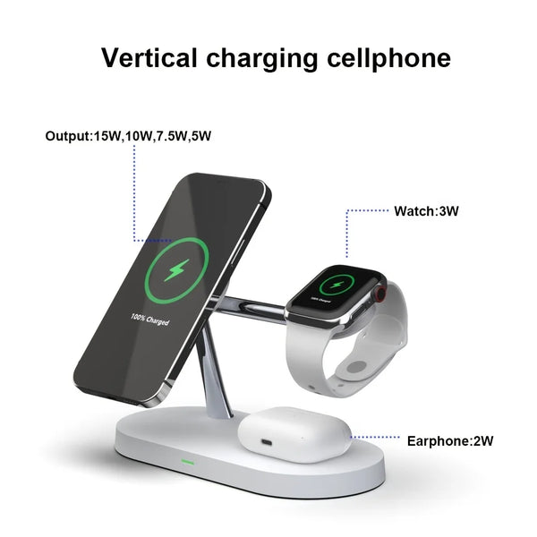 3 in 1 Wireless Charger Stand For iPhone 12/13/14/15/16/17 Fast Charging Station for Apple Watch 10 9 8 7 6 5 4 Airpods 2 3 Pro