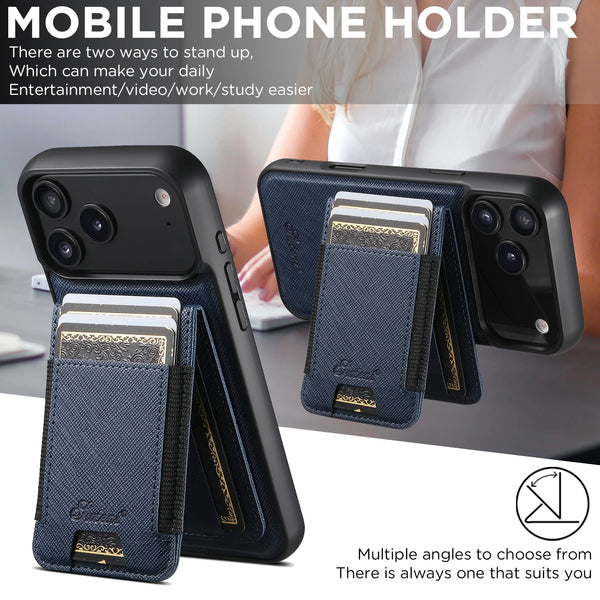 SUTENI Wireless Charging Magnet Phone Case Card Holder Stand Faux Leather For iPhone 17 Pro Max 16 Plus 15 14 13 12
