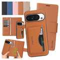 2 in 1 Leather Wallet Case for Google Pixel 10 10Pro 10A 9 9Pro 9A Pro XL ProXL Cash Card Slots Phone Cover WIth Hand Strap