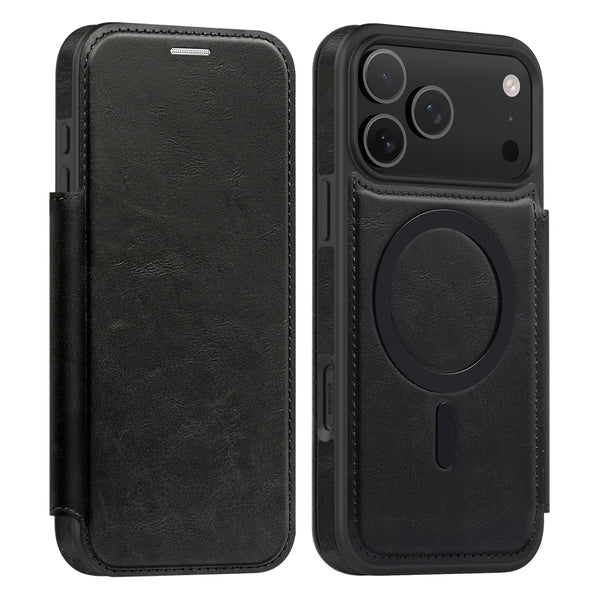 Leather Magsafe Flip Case for iPhone 17 Air 16 Promax 15 Plus 14 Pro max 13 PM 12 16e iphone16 Card Slots Magnetic Phone Cover