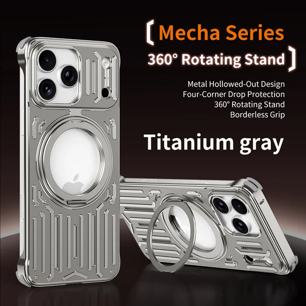Heat Dissipation Rotating Stand for Magsafe Phone Case for IPhone 17AIR Pro Max 16 15 Pro Metal Mechanical Arm Hollow Out Funda