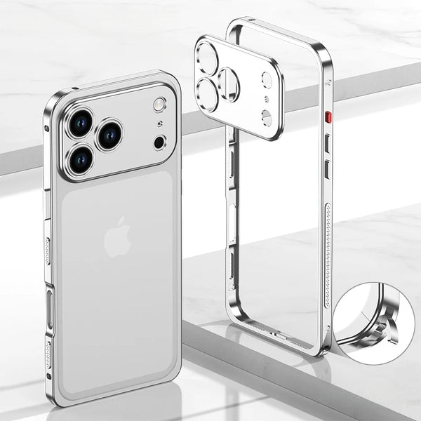 Luxury Metal Alloy Lens Protect Frame Phone Case For iPhone 17 Air 16 15 14 13 12 Pro Max Plus Silicone Lining Shockproof Bumper